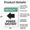 Signmission Power Shutoff (Left Arrow) With Symbol, 18 in W x Rectangle, Plastic OS-2PACK-EM-P-1824-V-10525 - alternate 8